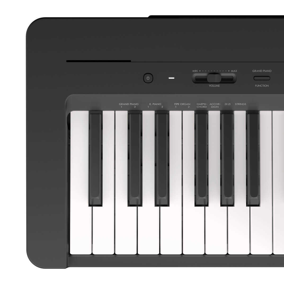 Panneau de commandes et sélecteur de sonorités du Yamaha P-145