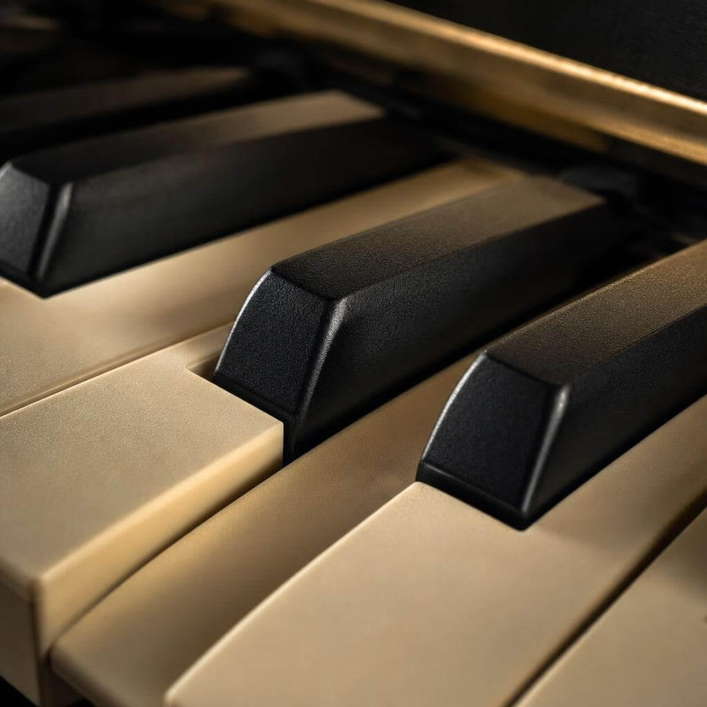 Mains posées sur le clavier d'un piano numérique
